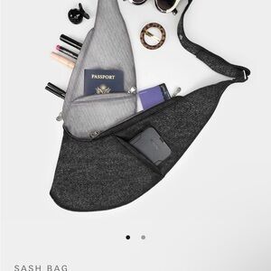 SASH STONE DENIM CLOTH 
BAG - CLASSIC Dark Blue Denim Shoulder Bag